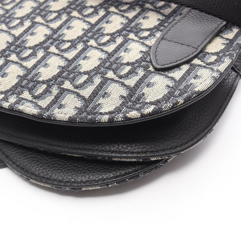 Christian Dior SADDLE Oblique Jacquard 腰包帆布皮革海軍藍二手-7