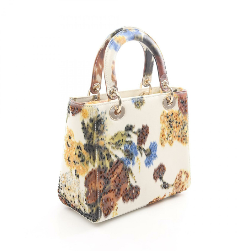 Christian Dior LADY DIOR 肩背包，白色多色皮革，二手女款-1