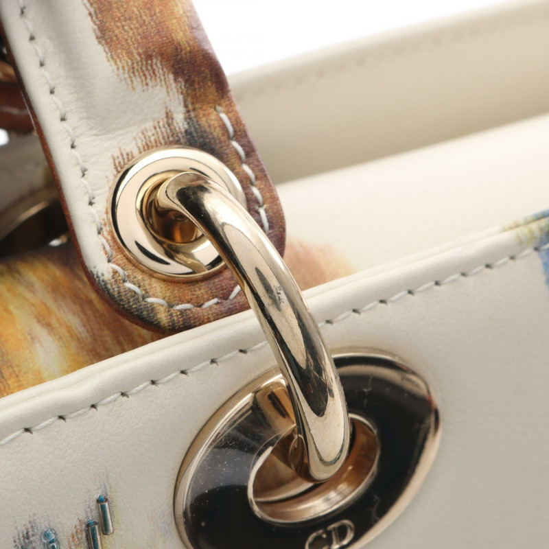 Christian Dior LADY DIOR 肩背包，白色多色皮革，二手女款-4