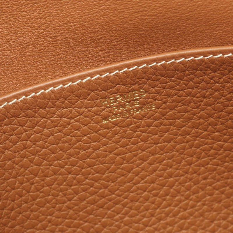 愛馬仕 Halzan 25 斜背包 U Taurillon Clemence 金色二手女士 GHW-3