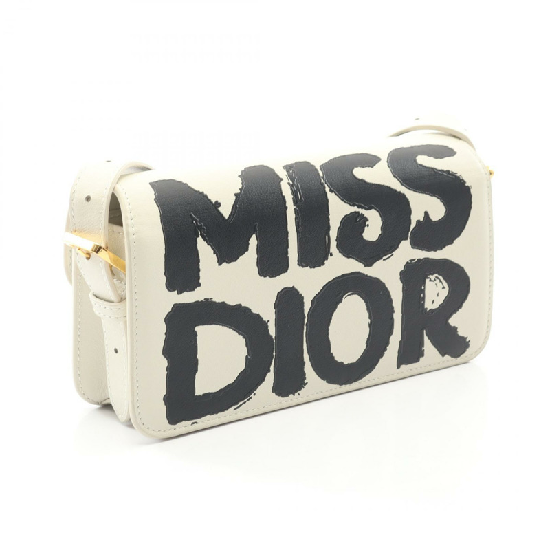 Christian Dior MISS DIOR 肩手提包 M2610UZCJ 皮革 白色 黑色 二手-1