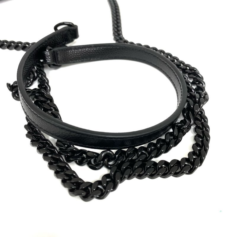 △ Saint Laurent 聖羅蘭 So Black Caviar Skin Wallet On Chain 黑色粒紋小牛皮鏈條銀包 -257027289-7