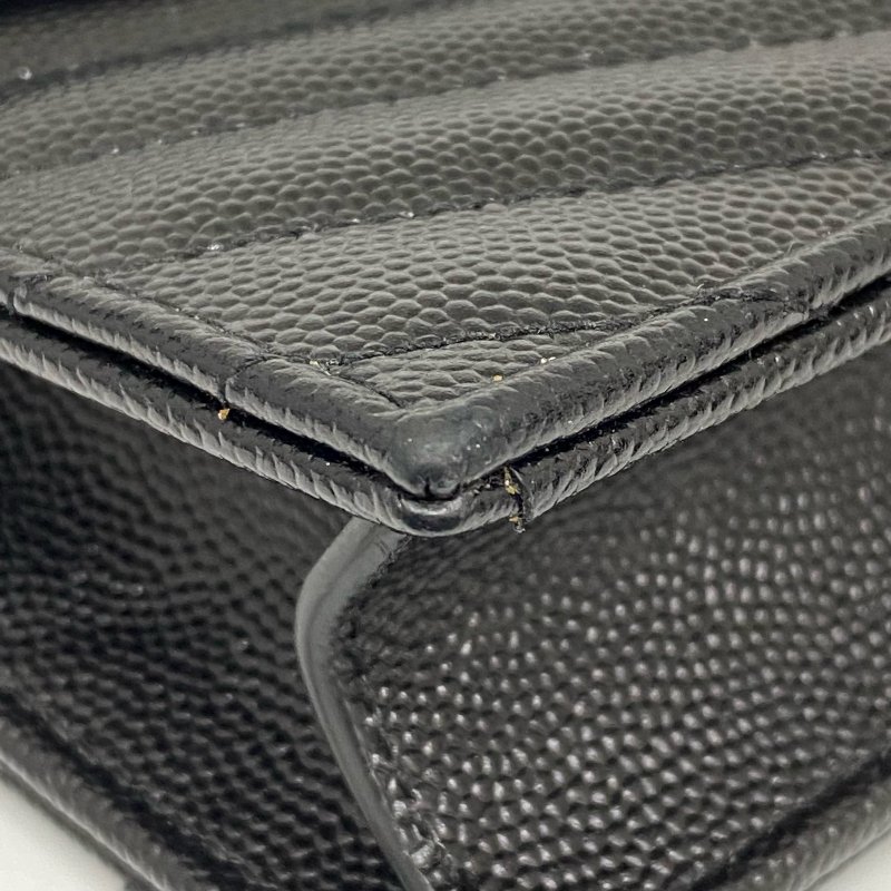 △ Saint Laurent 聖羅蘭 So Black Caviar Skin Wallet On Chain 黑色粒紋小牛皮鏈條銀包 -257027289-8