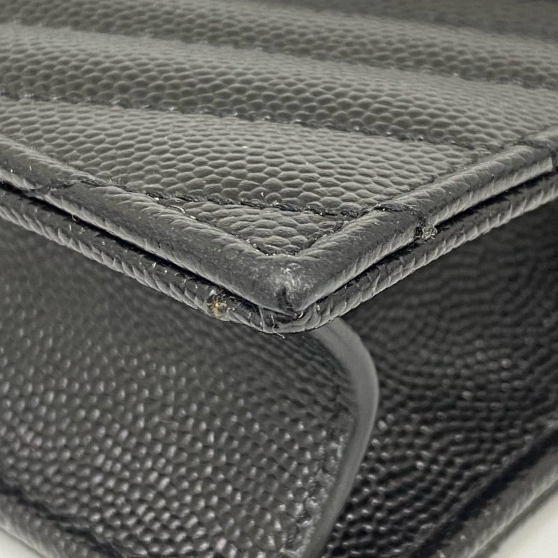 △ Saint Laurent 聖羅蘭 So Black Caviar Skin Wallet On Chain 黑色粒紋小牛皮鏈條銀包 -257027289-9