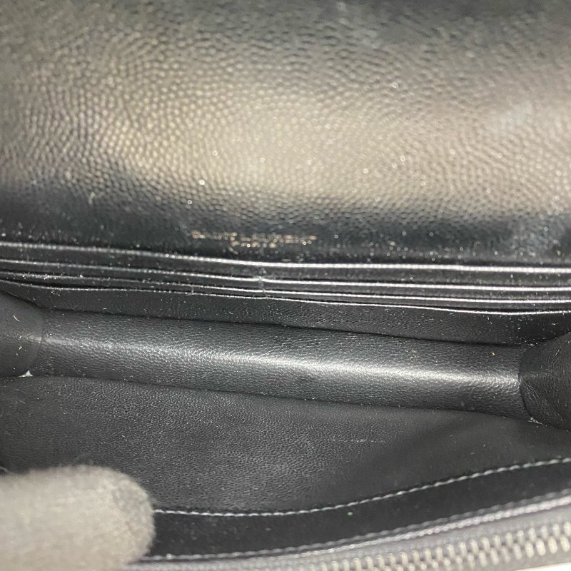 △ Saint Laurent 聖羅蘭 So Black Caviar Skin Wallet On Chain 黑色粒紋小牛皮鏈條銀包 -257027289-14