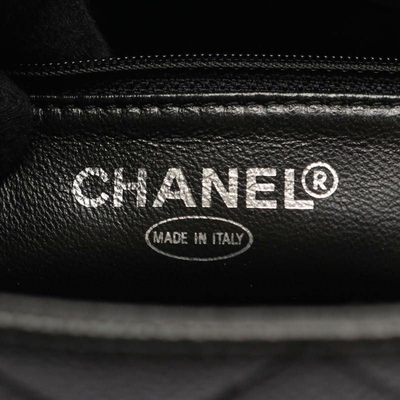 香奈兒 (CHANEL) Medallion 肩背手提包，黑色粒面小牛皮，二手，五金配件-3