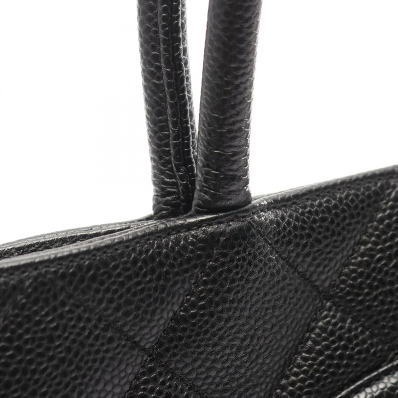 香奈兒 (CHANEL) Medallion 肩背手提包，黑色粒面小牛皮，二手，五金配件-7