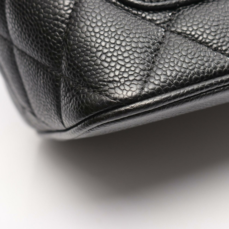 香奈兒 (CHANEL) Medallion 肩背手提包，黑色粒面小牛皮，二手，五金配件-8