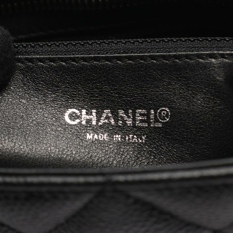 香奈兒 (CHANEL) Medallion 肩背手提包，黑色粒面小牛皮，二手，女士，帶 SHW CC 標誌-3