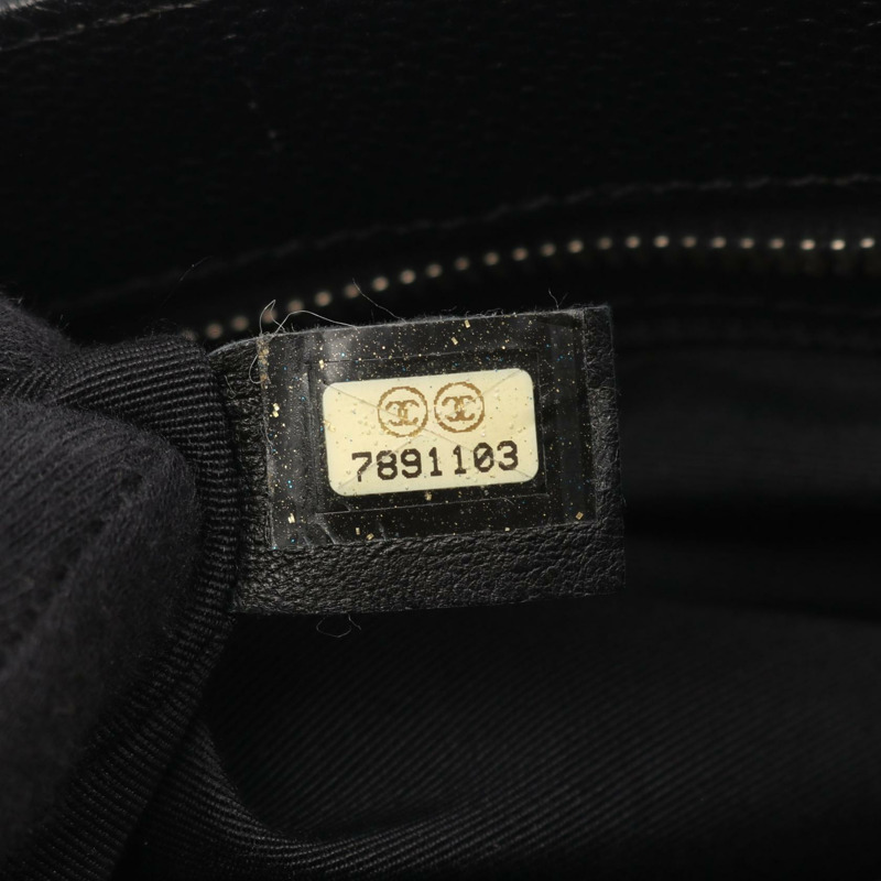 香奈兒 (CHANEL) Medallion 肩背手提包，黑色粒面小牛皮，二手，女士，帶 SHW CC 標誌-4