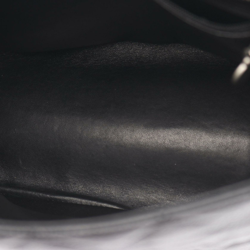 香奈兒 (CHANEL) Medallion 肩背手提包，黑色粒面小牛皮，二手，女士，帶 SHW CC 標誌-5