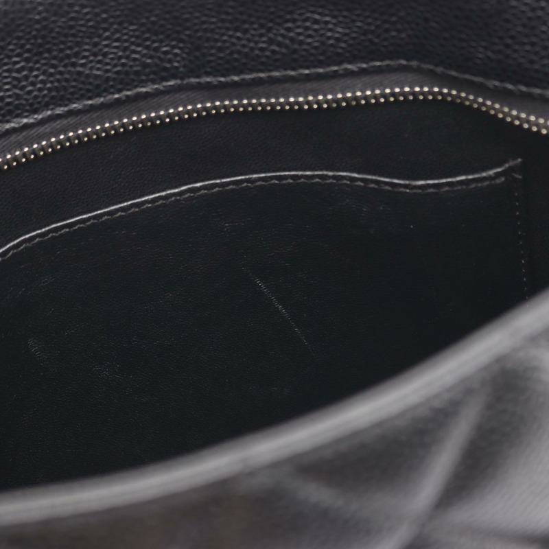 香奈兒 (CHANEL) Medallion 肩背手提包，黑色粒面小牛皮，二手，女士，帶 SHW CC 標誌-6