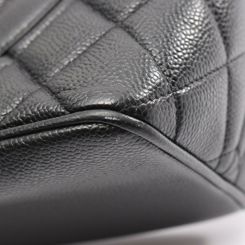 香奈兒 (CHANEL) Medallion 肩背手提包，黑色粒面小牛皮，二手，女士，帶 SHW CC 標誌-7