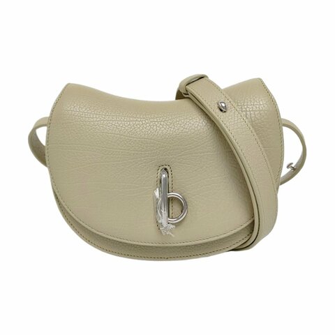 BURBERRY B Clip迷你綠色牛皮單肩包銀色五金