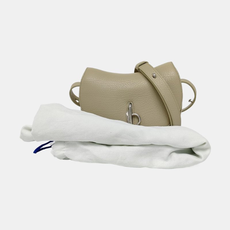 BURBERRY B Clip迷你綠色牛皮單肩包銀色五金-7