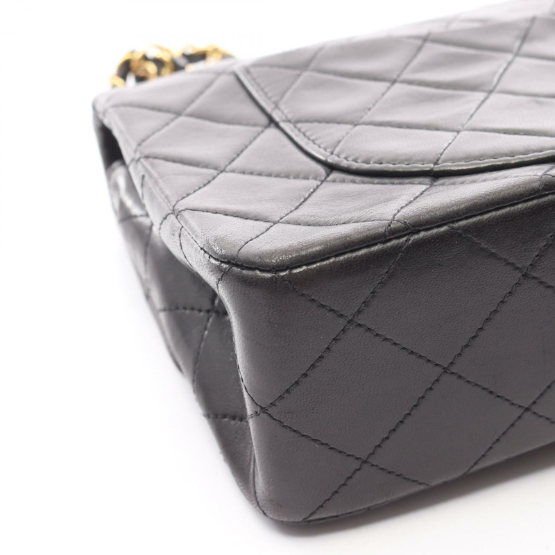 香奈兒 (CHANEL) 絎縫雙蓋鏈條肩背包，羊皮材質，黑色，金色五金，二手-10