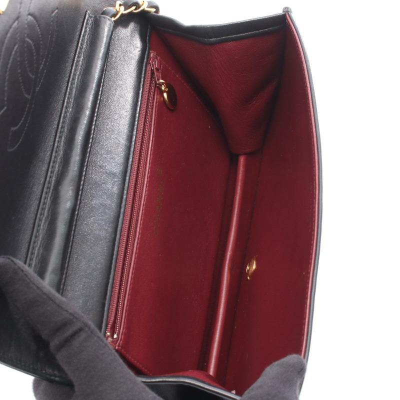 香奈兒 (CHANEL) 絎縫全蓋鏈條單肩背包，羊皮材質，黑色，二手，金色五金-2