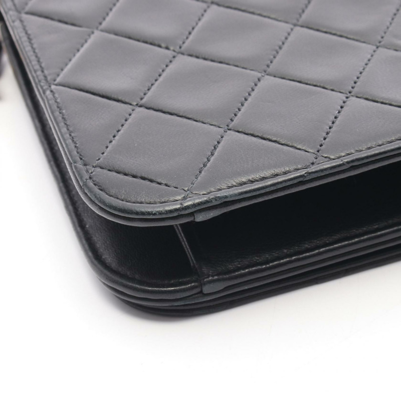 香奈兒 (CHANEL) 絎縫全蓋鏈條單肩背包，羊皮材質，黑色，二手，金色五金-6