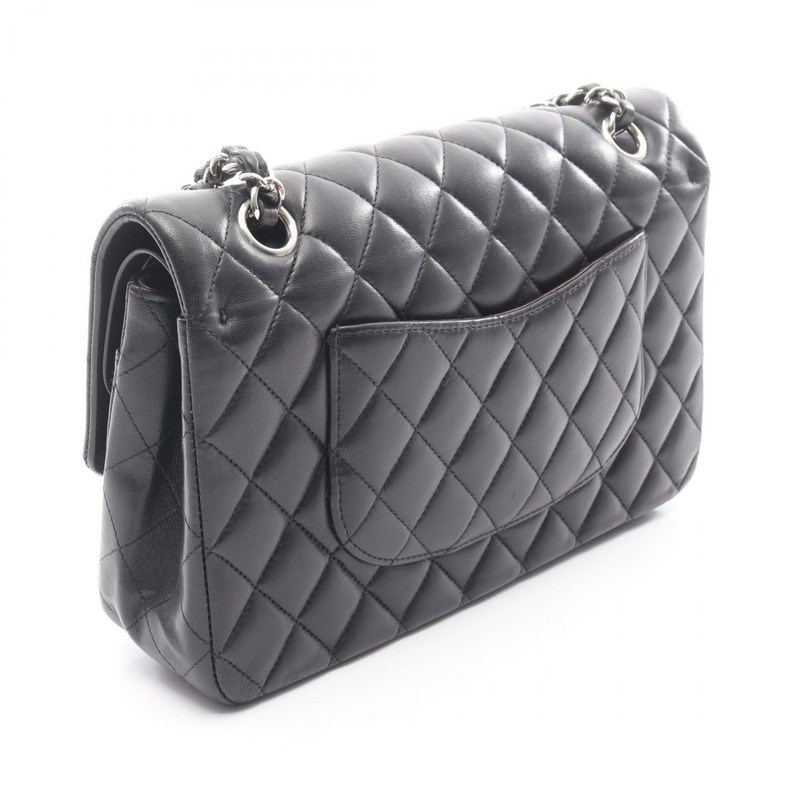 香奈兒 (CHANEL) Matelasse W 翻蓋鏈條單背包 A01112 黑色皮革 SHW 二手-1