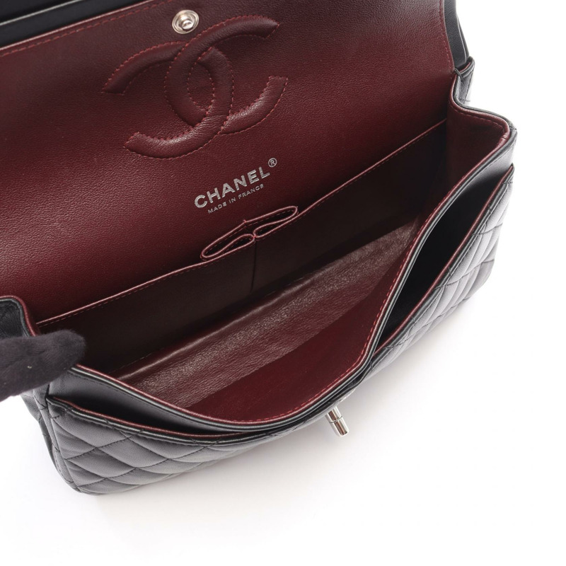 香奈兒 (CHANEL) Matelasse W 翻蓋鏈條單背包 A01112 黑色皮革 SHW 二手-2