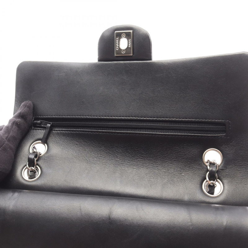 香奈兒 (CHANEL) Matelasse W 翻蓋鏈條單背包 A01112 黑色皮革 SHW 二手-7