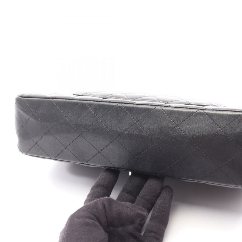香奈兒 (CHANEL) Matelasse W 翻蓋鏈條單背包 A01112 黑色皮革 SHW 二手-9