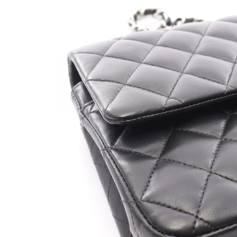 香奈兒 (CHANEL) Matelasse W 翻蓋鏈條單背包 A01112 黑色皮革 SHW 二手-11