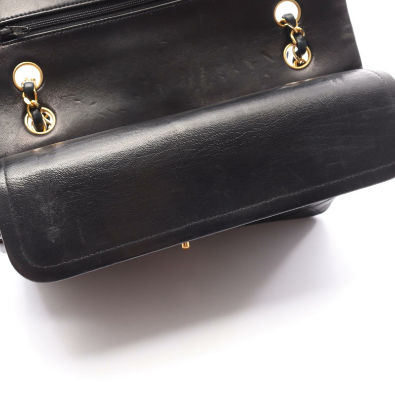 香奈兒 (CHANEL) Matelasse W 翻蓋鏈條單肩背包 A01112 黑色皮革 GHW 二手 CC-7