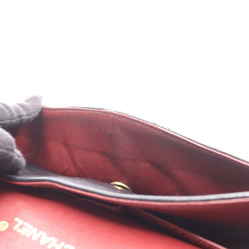 香奈兒 (CHANEL) Matelasse W 翻蓋鏈條單肩背包 A01112 黑色皮革 GHW 二手 CC-8