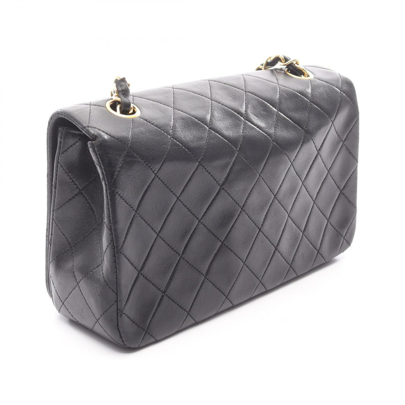 香奈兒 (CHANEL) 絎縫全蓋鏈條單肩背包 A03568 黑色皮革 金色五金 二手-1