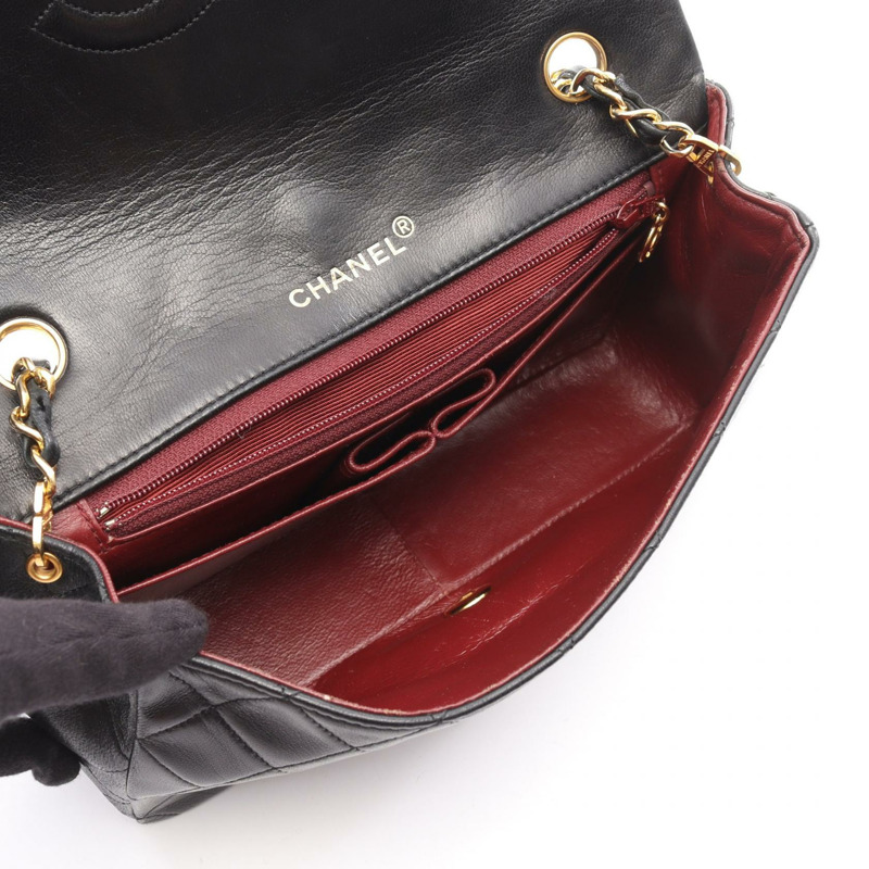 香奈兒 (CHANEL) 絎縫全蓋鏈條單肩背包 A03568 黑色皮革 金色五金 二手-2