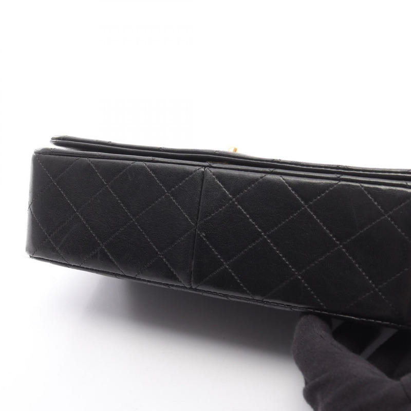 香奈兒 (CHANEL) 絎縫全蓋鏈條單肩背包 A03568 黑色皮革 金色五金 二手-8