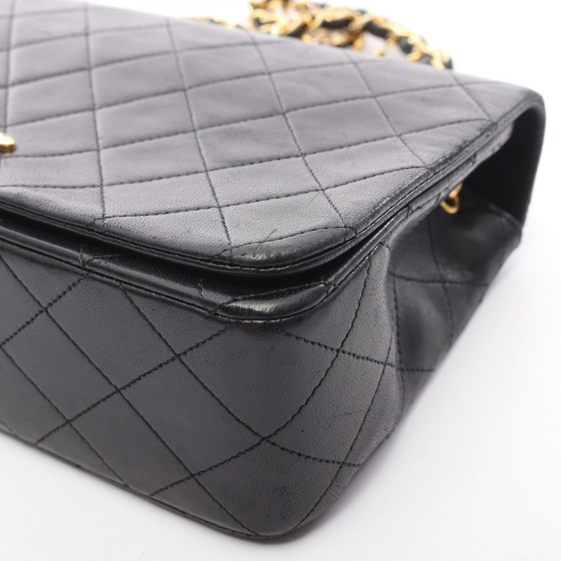 香奈兒 (CHANEL) 絎縫全蓋鏈條單肩背包 A03568 黑色皮革 金色五金 二手-9