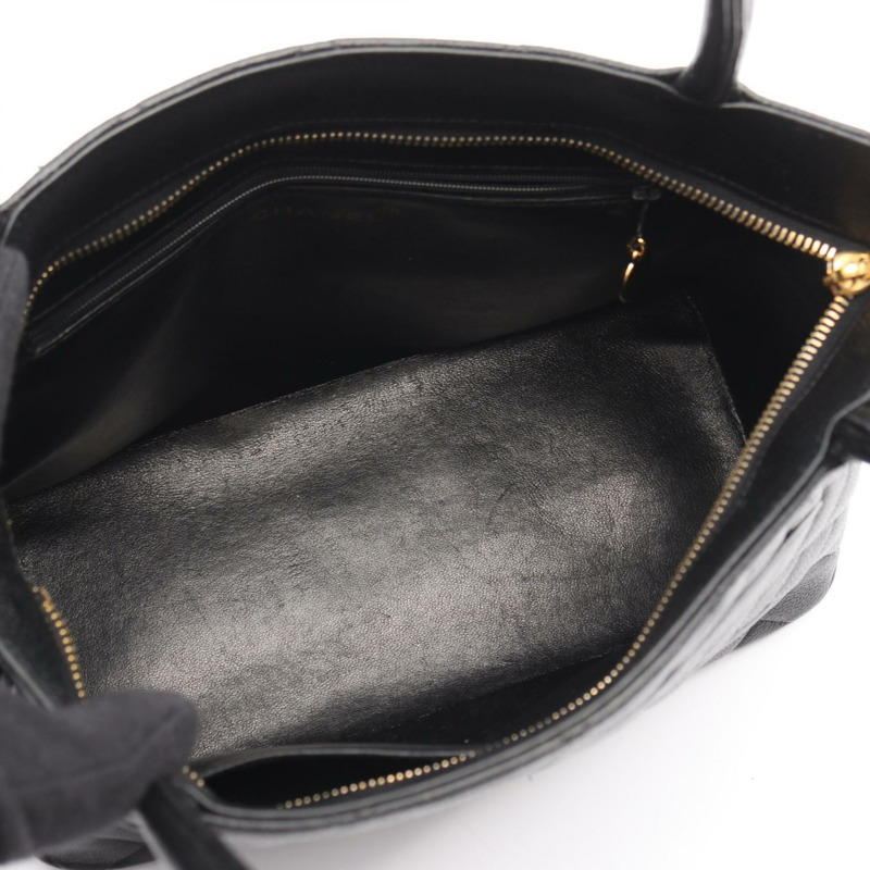 香奈兒 (CHANEL) Medallion 手提包，粒面小牛皮，黑色，二手，女士，金色五金，CC Coco-2