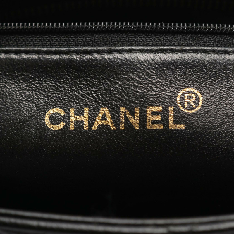 香奈兒 (CHANEL) Medallion 手提包，粒面小牛皮，黑色，二手，女士，金色五金，CC Coco-3