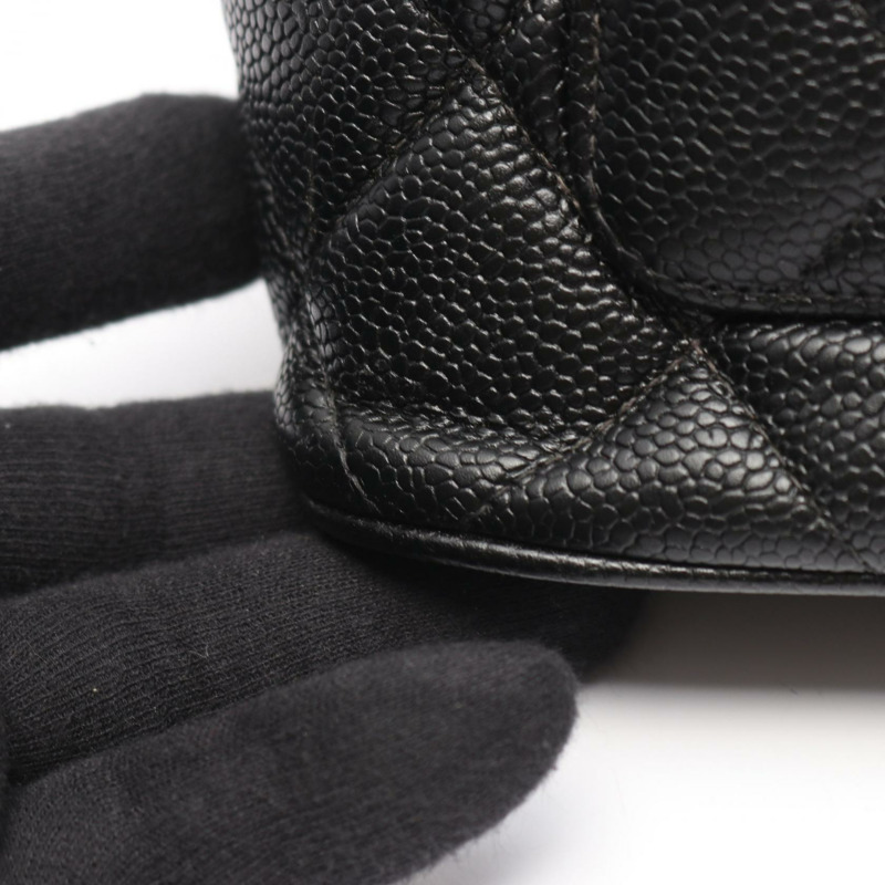 香奈兒 (CHANEL) Medallion 手提包，粒面小牛皮，黑色，二手，女士，金色五金，CC Coco-10