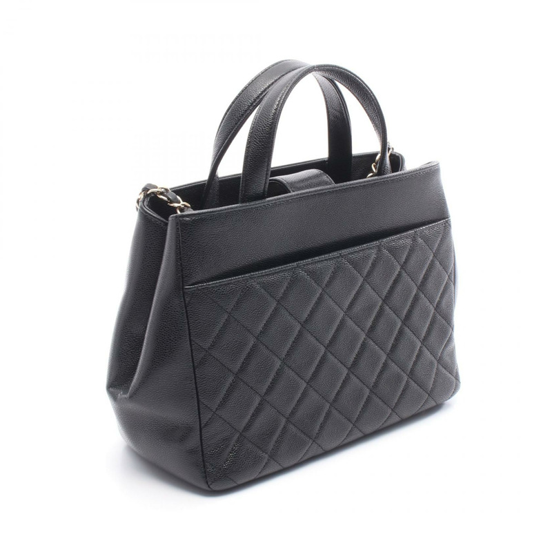 香奈兒 Business Affinity Matelasse 單肩包 A93750 黑色皮革 二手 GHW CC-1