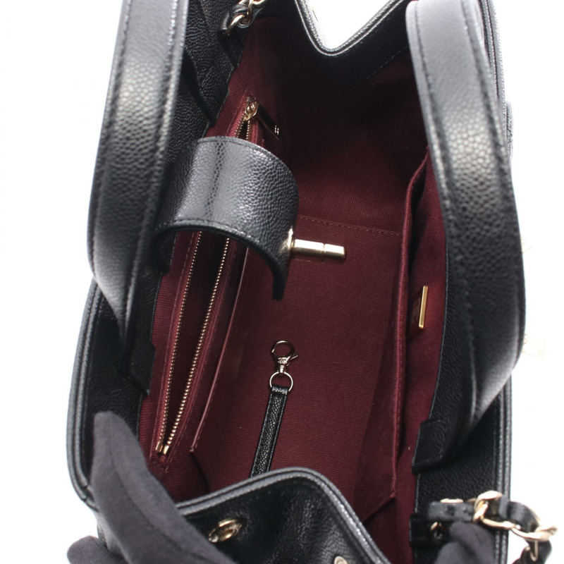 香奈兒 Business Affinity Matelasse 單肩包 A93750 黑色皮革 二手 GHW CC-2