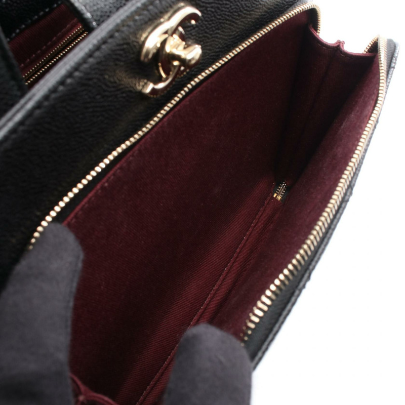 香奈兒 Business Affinity Matelasse 單肩包 A93750 黑色皮革 二手 GHW CC-5