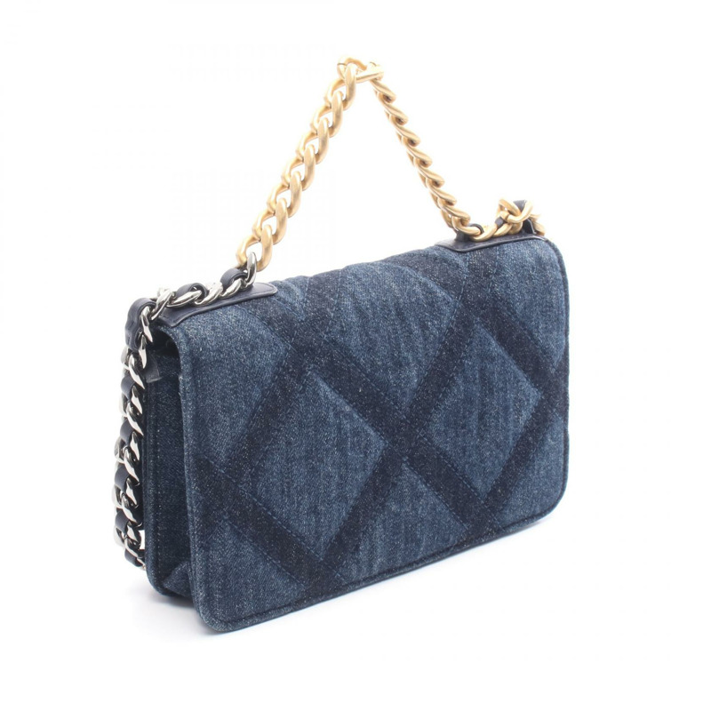 香奈兒 19 dix-neuf 鏈條肩背斜背包 AP0957 牛仔藍 二手 女士-1