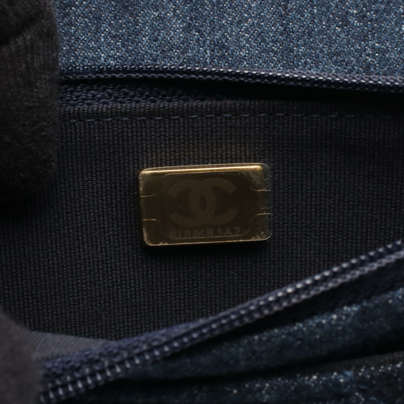 香奈兒 19 dix-neuf 鏈條肩背斜背包 AP0957 牛仔藍 二手 女士-4