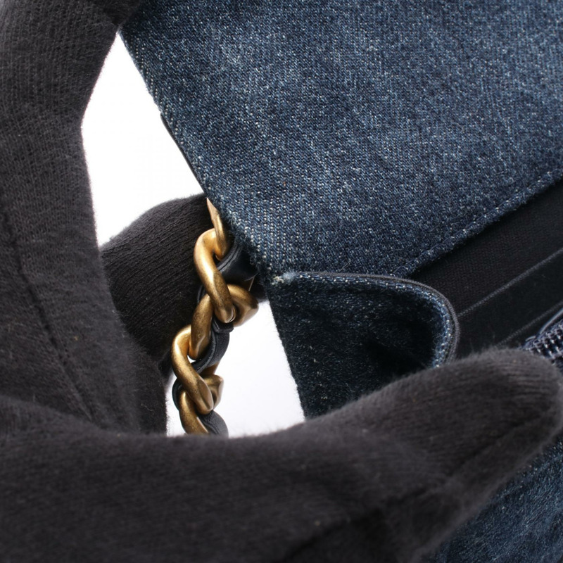 香奈兒 19 dix-neuf 鏈條肩背斜背包 AP0957 牛仔藍 二手 女士-5