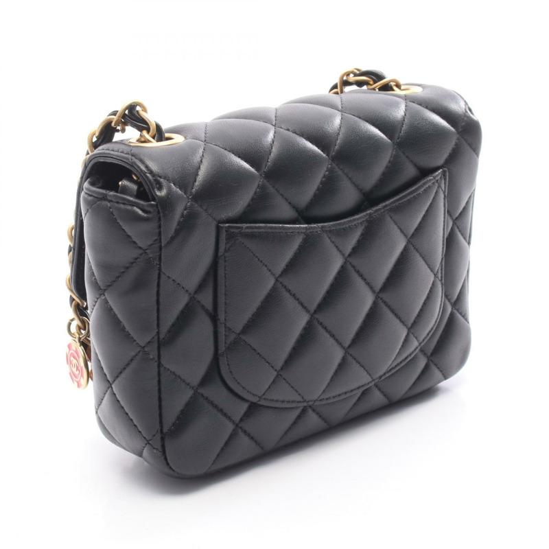 香奈兒迷你絎縫鏈條肩背斜背包 AS3738 黑色皮革 金色五金 二手-1