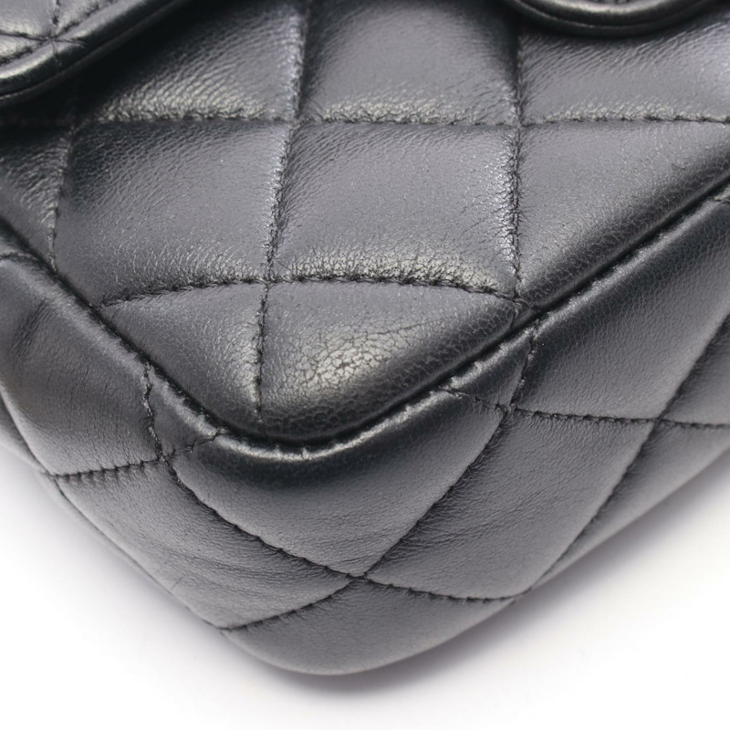 香奈兒迷你絎縫鏈條肩背斜背包 AS3738 黑色皮革 金色五金 二手-6