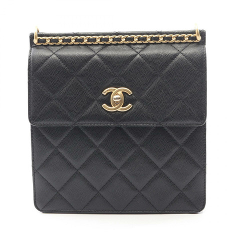 香奈兒 (CHANEL) 絎縫鏈條雙肩包 AS4189 小牛皮 黑色 GHW 二手 CC