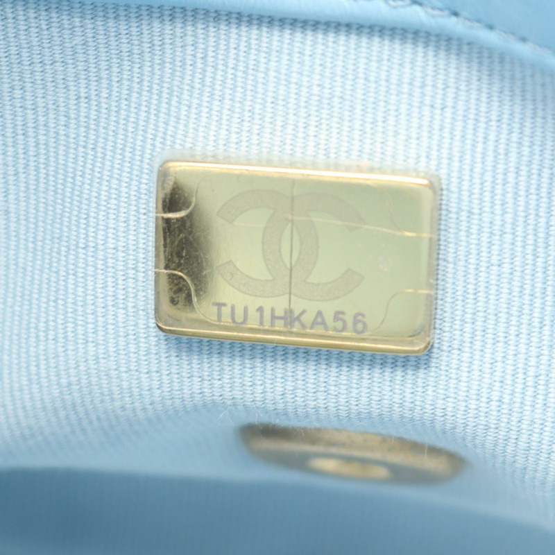 香奈兒 (CHANEL) 絎縫鏈條肩背斜背包，藍色皮革，二手女士 Coco CC-4