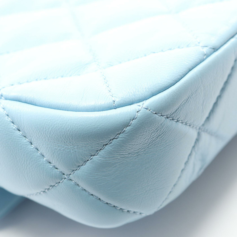 香奈兒 (CHANEL) 絎縫鏈條肩背斜背包，藍色皮革，二手女士 Coco CC-7