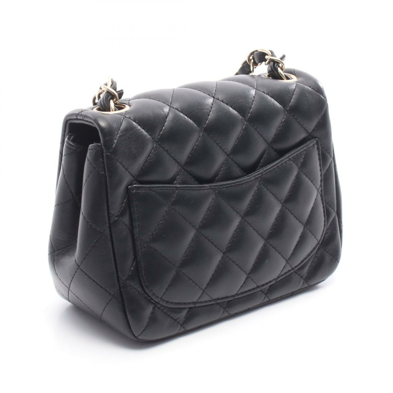 香奈兒迷你絎縫鏈條肩背斜背包 A35200 黑色皮革 二手 CC-1