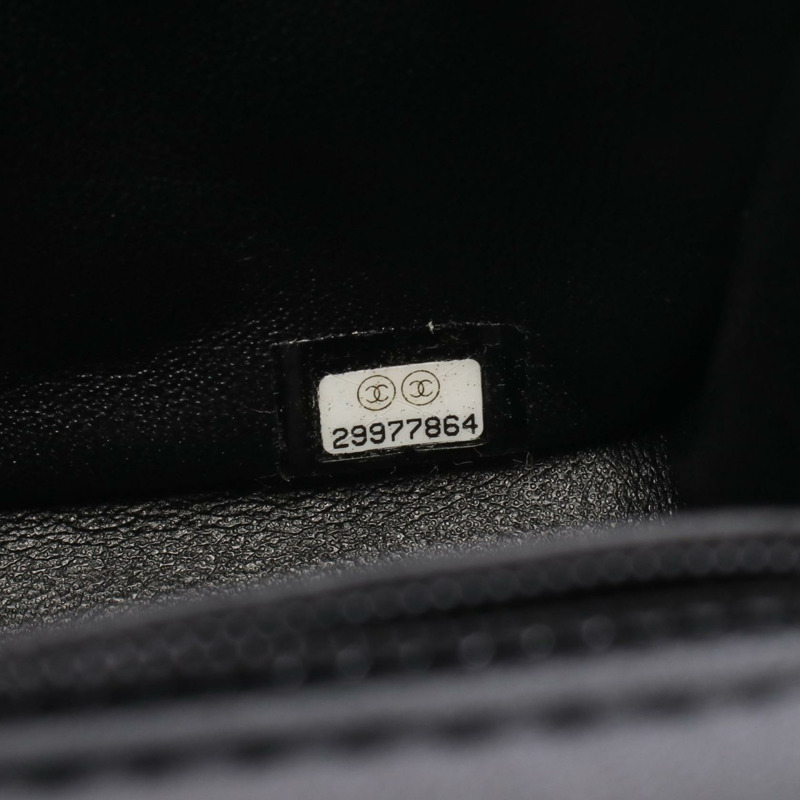 香奈兒迷你絎縫鏈條肩背斜背包 A35200 黑色皮革 二手 CC-4