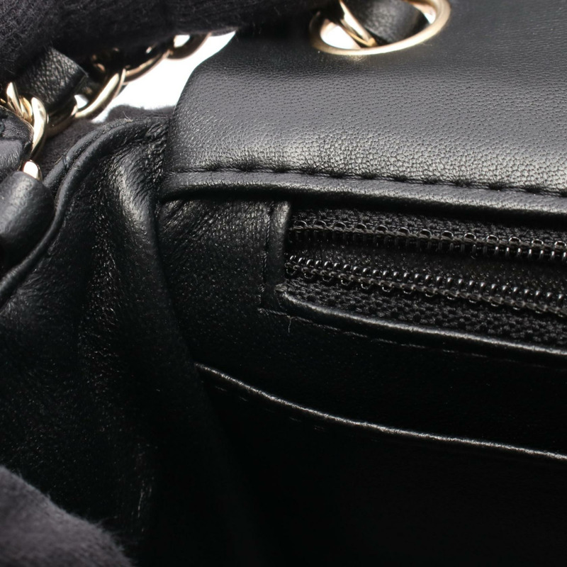 香奈兒迷你絎縫鏈條肩背斜背包 A35200 黑色皮革 二手 CC-6